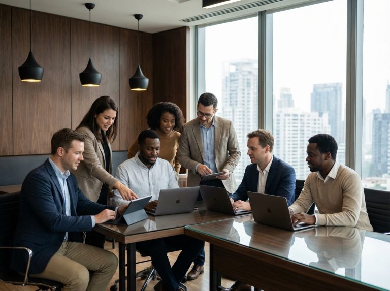 Groupe de professionnels modernes en réunion de travail